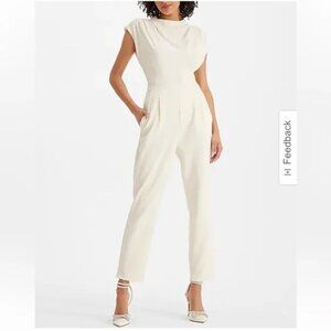 Express draped mock neck short sleeve jumpsuit - size S